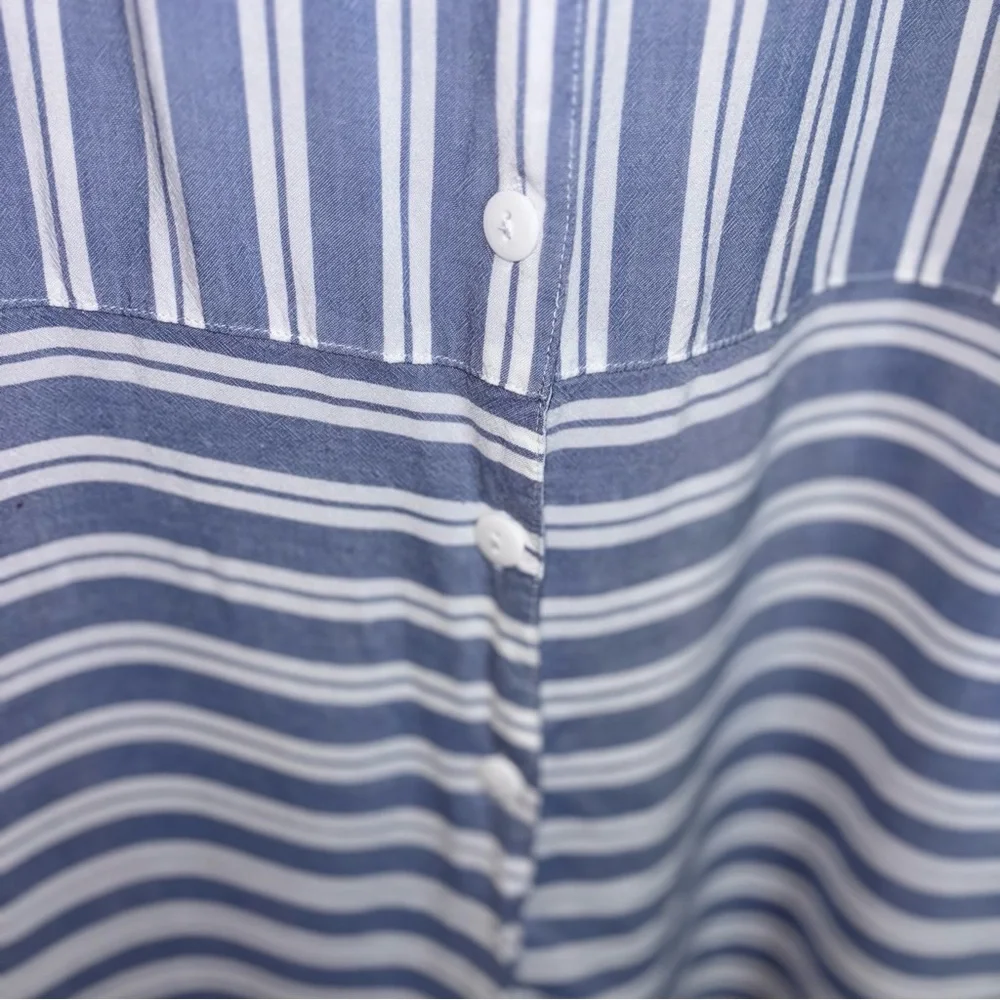 2/$30 Max Studio Sleepwear Women’s XL Blue White Striped Shirt Dress Buttons - Picture 7 of 10
